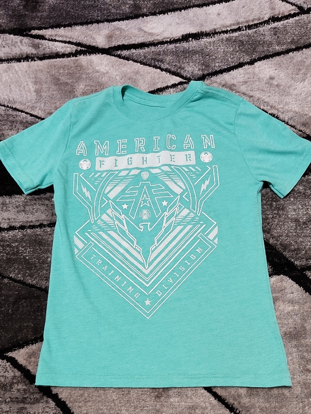 AMERICAN FIGHTER YOUTH GRAPHIC TRAINING DIVISION AQUA SHORT SLEEVE TEE-SHIRT